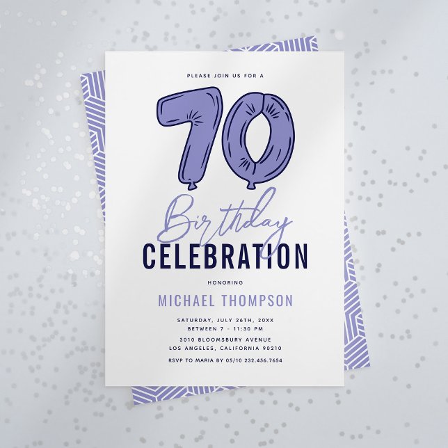 Invitación Fiesta de cumpleaños número 70 azul (Subido por el creador)