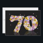Invitación Fiesta de cumpleaños número 70, con letras florida<br><div class="desc">Una invitación divertida para fiestas de cumpleaños con colores felices,  margaritas y otras flores haciendo los números. Una gran carta para cualquier edad. Vea toda la gama de invitaciones y tarjetas en mi tienda.</div>