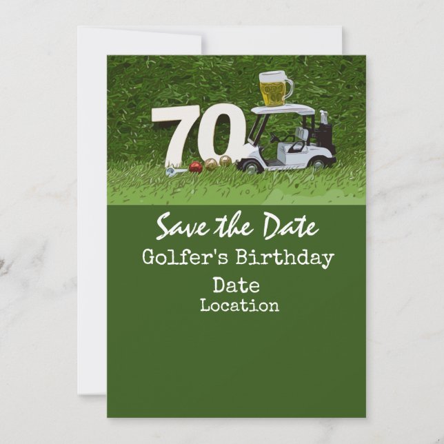 Invitación Fiesta de cumpleaños número 70 de Golf con tee de  (Anverso)