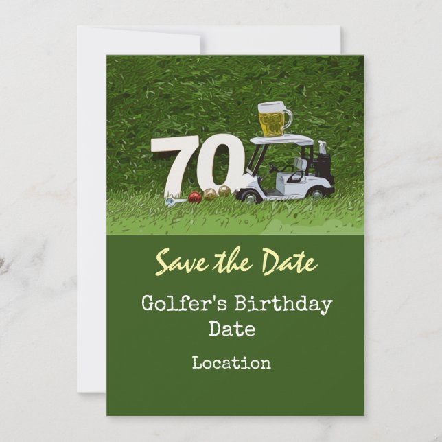 Invitación Fiesta de cumpleaños número 70 de Golf con tee de  (Anverso)
