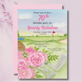 Invitación Fiesta de cumpleaños número 70 de golf Peonías en 