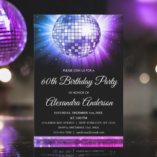 Invitación Fiesta de cumpleaños número 70 de la púrpura 60, b