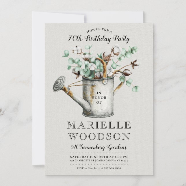 Invitación Fiesta de cumpleaños número 70 de la vegetación ru (Anverso)