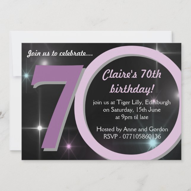 Invitación Fiesta de cumpleaños número 70 de las Damas Rosa/M (Anverso)
