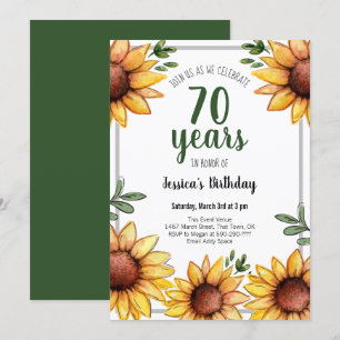 Invitación Fiesta de cumpleaños número 70 de los girasoles ru