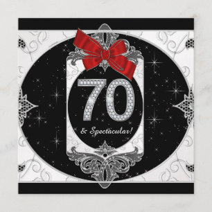 Invitación Fiesta de cumpleaños número 70 de mujer de rojo y 