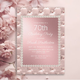 Invitación Fiesta de cumpleaños número 70 de rosa pálido eleg