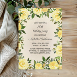 Invitación Fiesta de cumpleaños número 70 de una floral amari