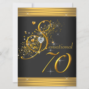 Invitación Fiesta de cumpleaños número 70 elegante en negro y