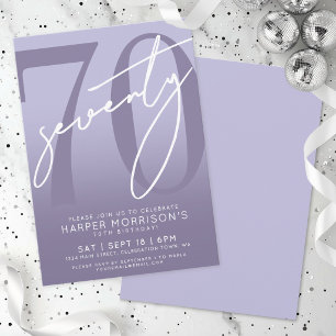 Invitación Fiesta de cumpleaños número 70 elegante púrpura