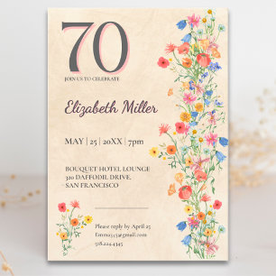 Invitación Fiesta de cumpleaños número 70 Elegante Wildflower