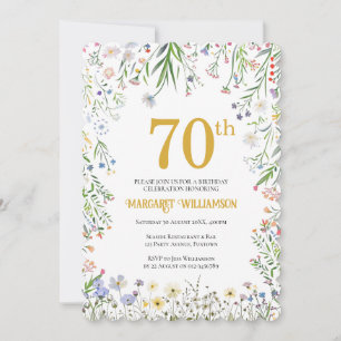 Invitación Fiesta de cumpleaños número 70 en el jardín