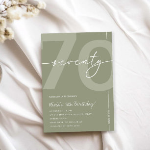Invitación Fiesta de cumpleaños número 70 en elegante verde s