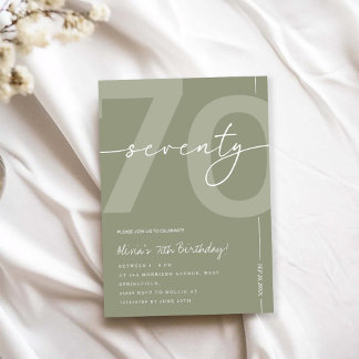 Invitación Fiesta de cumpleaños número 70 en elegante verde s