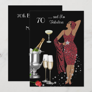 Invitación Fiesta de cumpleaños número 70 Retro Diva Art Deco