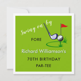 Invitación Fiesta de cumpleaños número 70 tema de golf para h