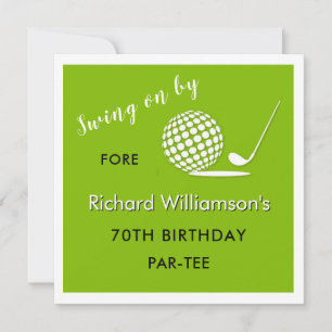 Invitación Fiesta de cumpleaños número 70 tema de golf para h