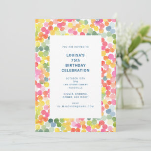 Invitación Fiesta de cumpleaños número 75 con confeti de acua