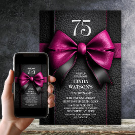 Invitación Fiesta de cumpleaños número 75 con lazo de cuero r