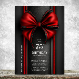 Invitación Fiesta de cumpleaños número 75 con lazo rojo elega