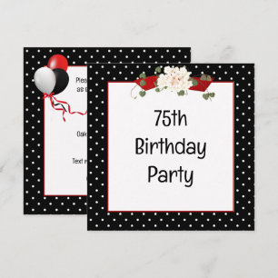 Invitación Fiesta de cumpleaños número 75 con lunares