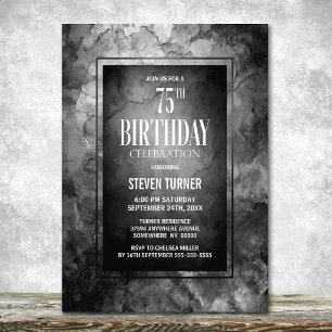 Invitación Fiesta de cumpleaños número 75 con piedra de pizar