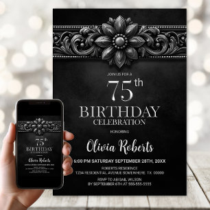 Invitación Fiesta de cumpleaños número 75 de Flor de Plata Ne