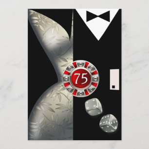 Invitación Fiesta de cumpleaños número 75 de Pareja Art Deco 