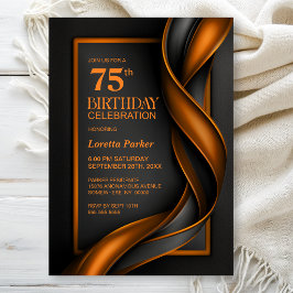 Invitación Fiesta de cumpleaños número 75 moderna en negro y