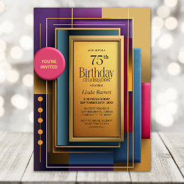 Invitación Fiesta de Cumpleaños número 75 Vibrante Geométrica