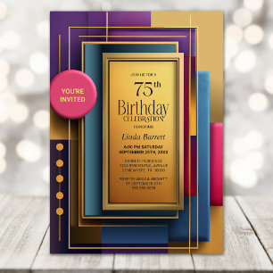 Invitación Fiesta de Cumpleaños número 75 Vibrante Geométrica