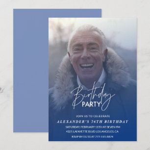 Invitación Fiesta de cumpleaños número 76 de hombres de azul 