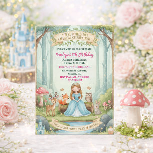 Invitación Fiesta de cumpleaños número 7 de Princesa con Anim