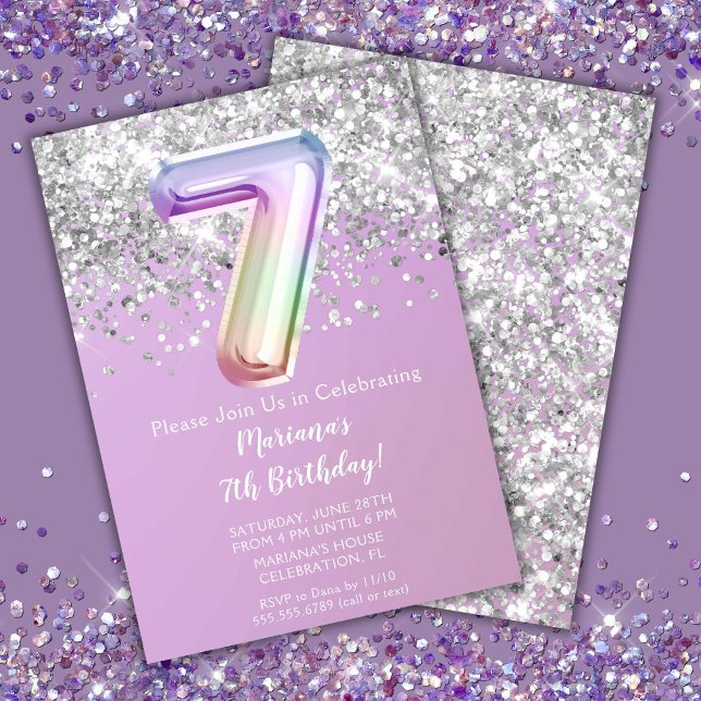 Invitación Fiesta de cumpleaños número 7 de Rainbow Sparkle G (Subido por el creador)