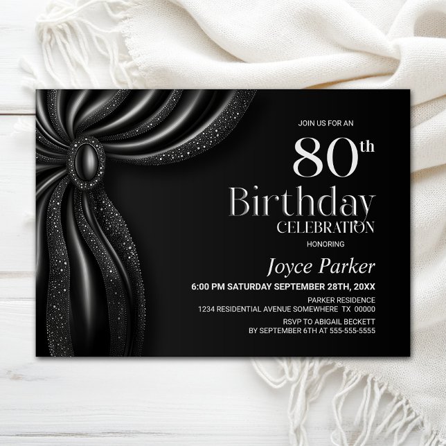 Invitación Fiesta de cumpleaños número 80 con cortina negra e (Subido por el creador)