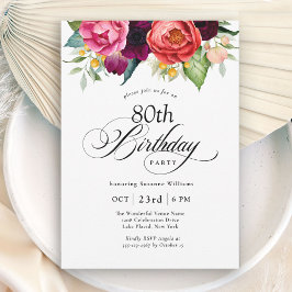 Invitación Fiesta de cumpleaños número 80 de Boho Rustic Wate