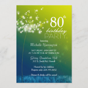 Invitación Fiesta de cumpleaños número 80 de Dandelion