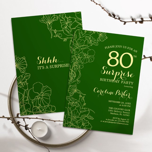 Invitación Fiesta de cumpleaños número 80 de Green Gold Surpr (Subido por el creador)