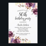 Invitación Fiesta de cumpleaños número 80 de Morple Watercolo<br><div class="desc">Más invitaciones de cumpleaños con flores en la tienda Little Bayleigh!</div>