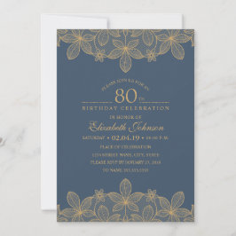 Invitación Fiesta de cumpleaños número 80 de Navy Blue