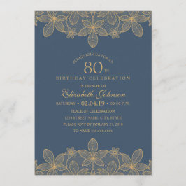 Invitación Fiesta de cumpleaños número 80 de Navy Blue