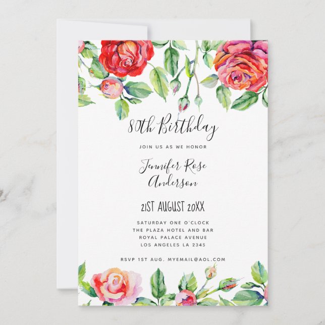 Invitación Fiesta de cumpleaños número 80 elegante minimalist (Anverso)