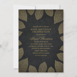 Invitación Fiesta de cumpleaños número 80 elegantes hojas de