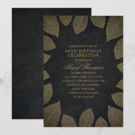 Invitación Fiesta de cumpleaños número 80 elegantes hojas de