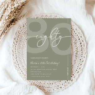 Invitación Fiesta de cumpleaños número 80 en elegante verde s