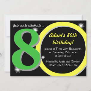 Invitación Fiesta de cumpleaños número 80 entre hombres verde