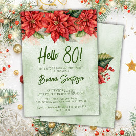 Invitación Fiesta de cumpleaños número 80 Navidad Poinsettia 