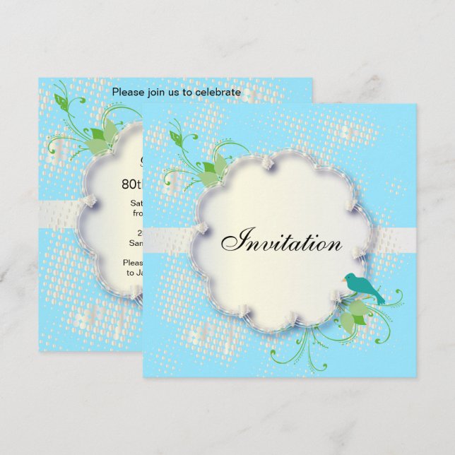 Invitación Fiesta de cumpleaños número 80| Texto DIY (Anverso / Reverso)