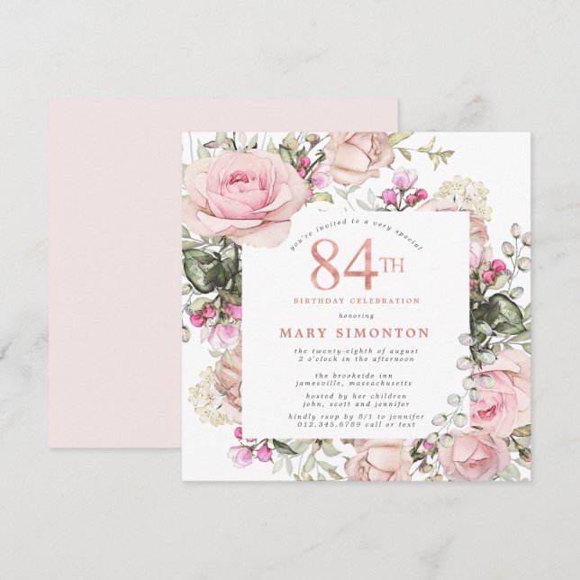 Invitación Fiesta de cumpleaños número 84 de la Plaza Floral  (Anverso / Reverso)