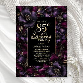 Invitación Fiesta de cumpleaños número 85 de Morado y Floral 